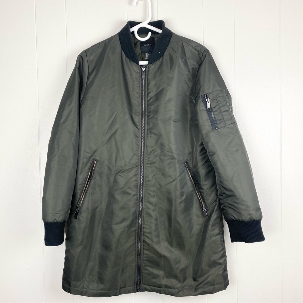Forever 21 | Long Deep Green and Black Jacket